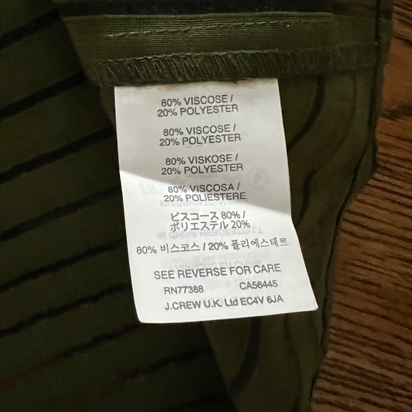 JCREW J. Crew Deep Forest Green Shadow Stripe Blouse SZ 6 - Picture 5 of 7